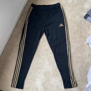 Adidas track pants - black / gold reflective